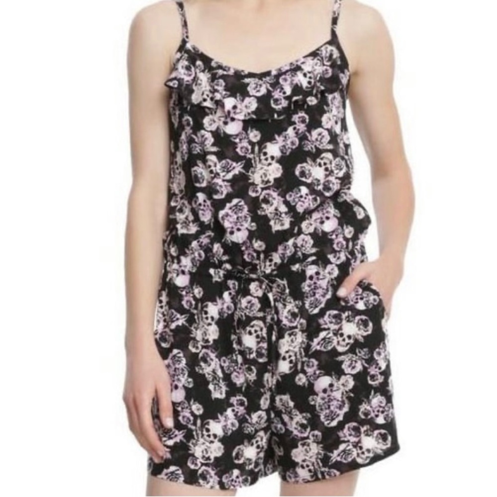 Hot Topic Floral skull romper